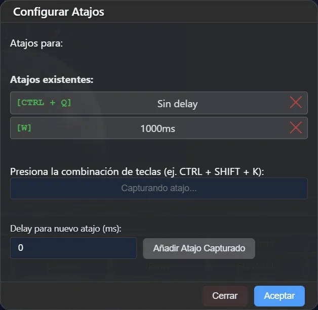 Modal Atajos de Consola