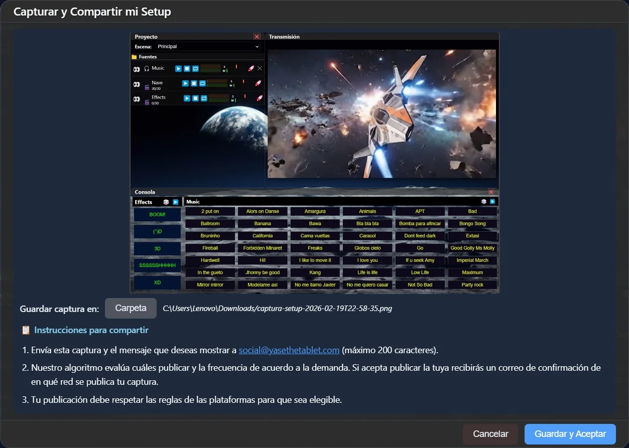 Modal Compartir Setup